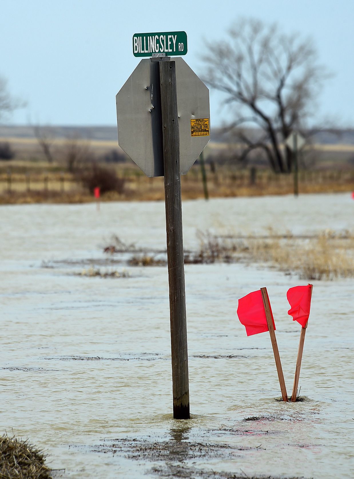 Flood water covers road